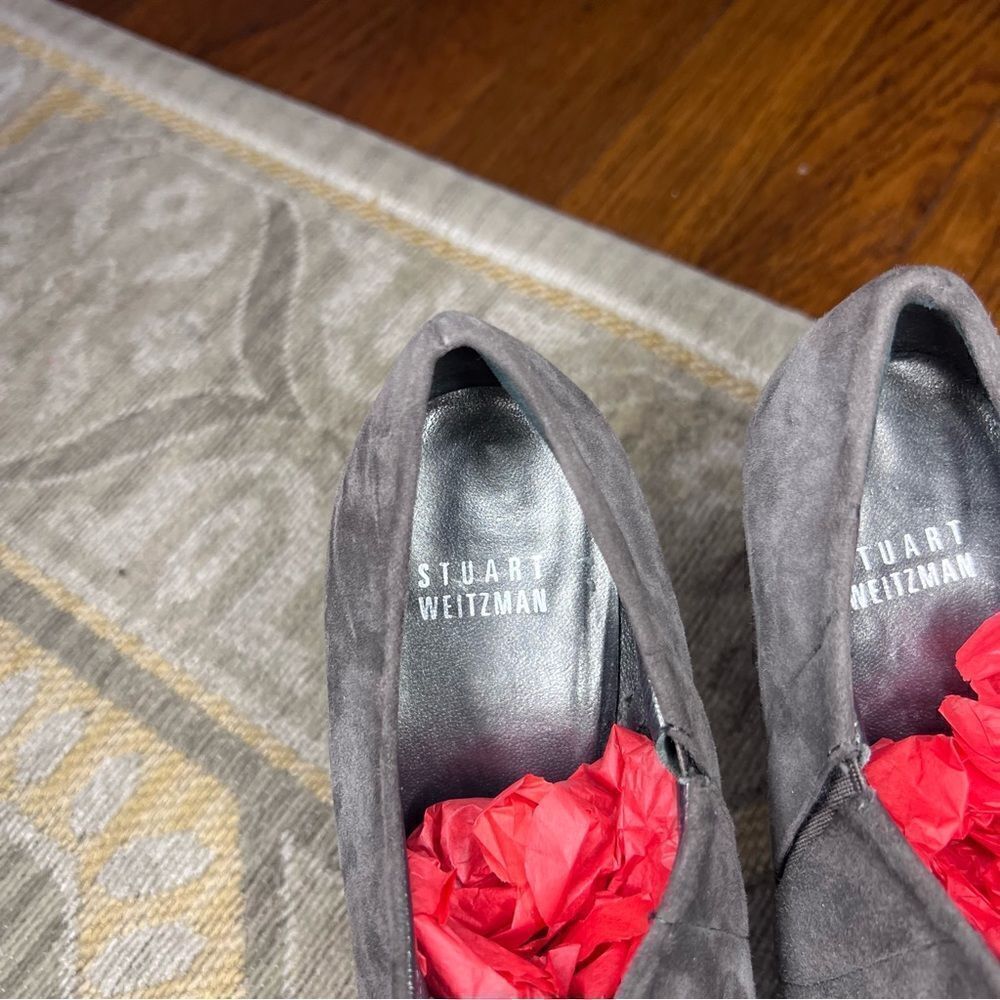 Stuart Weitzman Suede Peep Toe Pumps - Picture 4 of 10